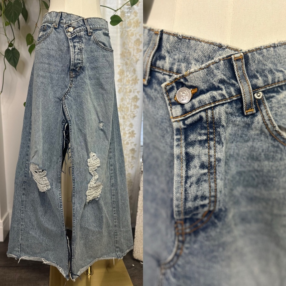 REVICE Blue Denim Maxi Skirt
